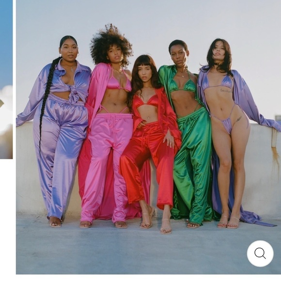 𝅺laina Rauma Set Small Hot Pink satin Club Bed Top Drawstring pants - Picture 11 of 12